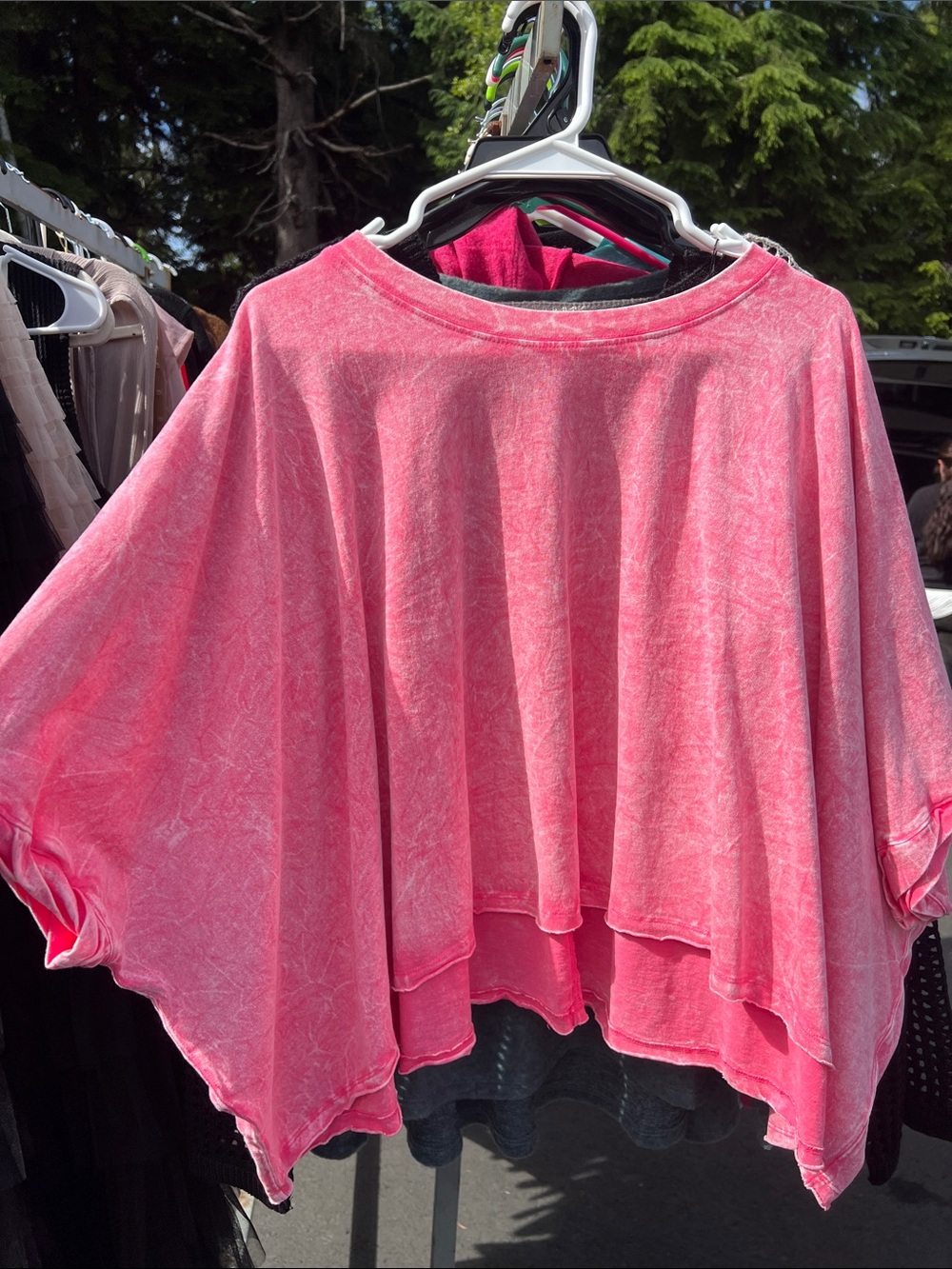 Zenana Outfitters Washed Pink Layered Crop Top